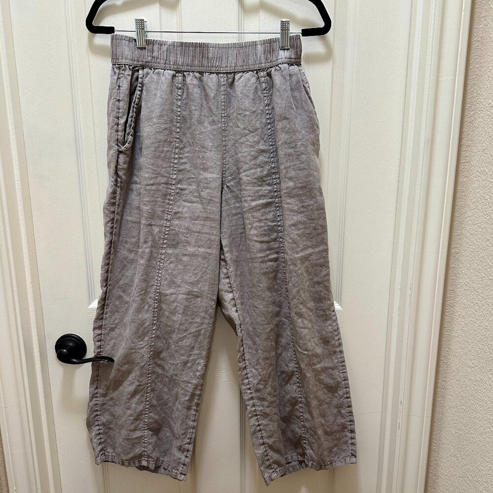 JNY Jones New York Women' 100% Linen Pant Size S Grey Wide Leg Cottagecore Boho - Picture 6 of 11